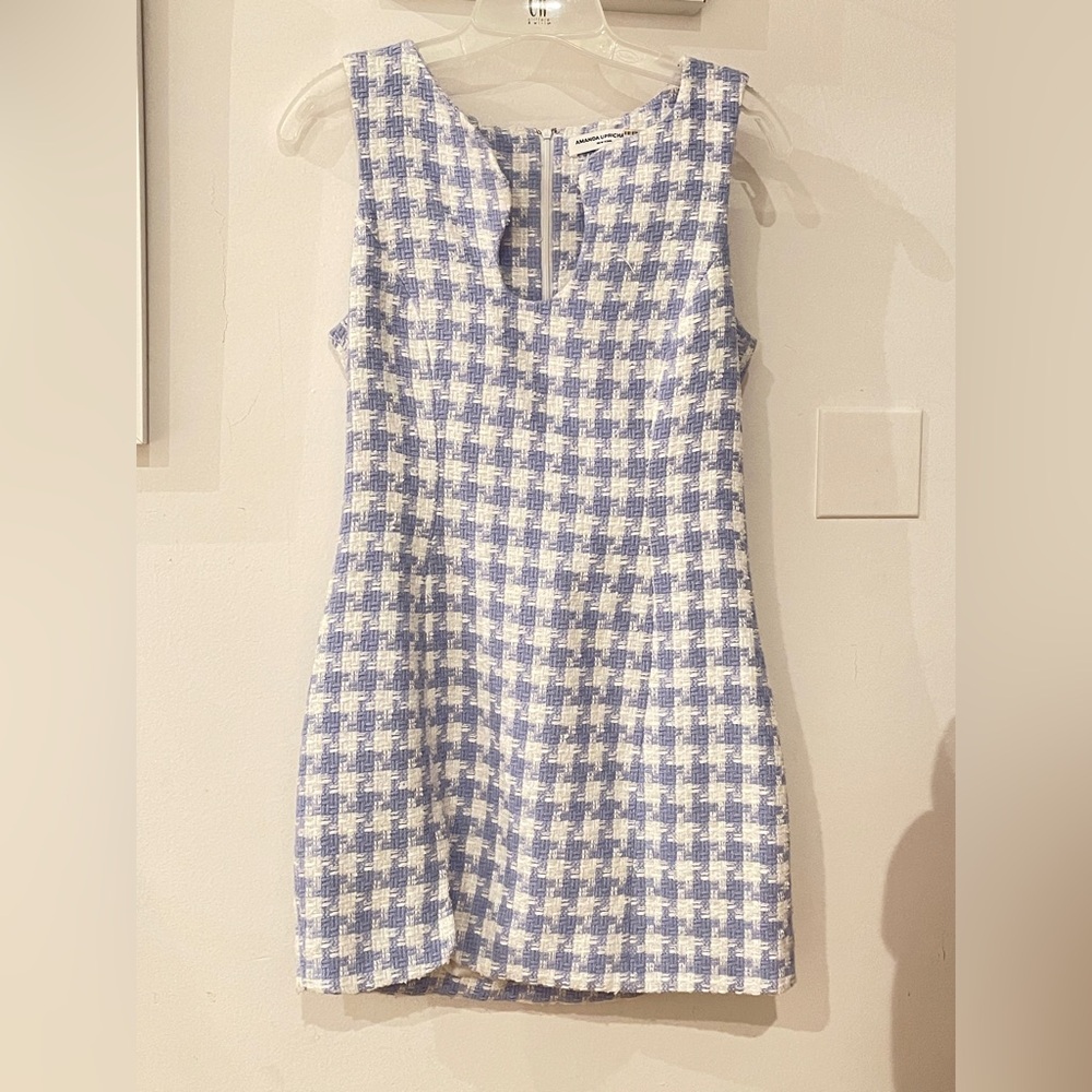 Amanda Uprichard Lavender and White Checkered Dress